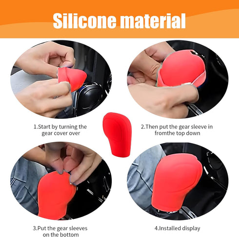 2 PCS Car Automatic Gear Shift Knob Cover, Anti-Slip Waterproof Silicone Vehicle Shifter Boots Cover, Universal Durable Automatic Knob Gear Lever ...