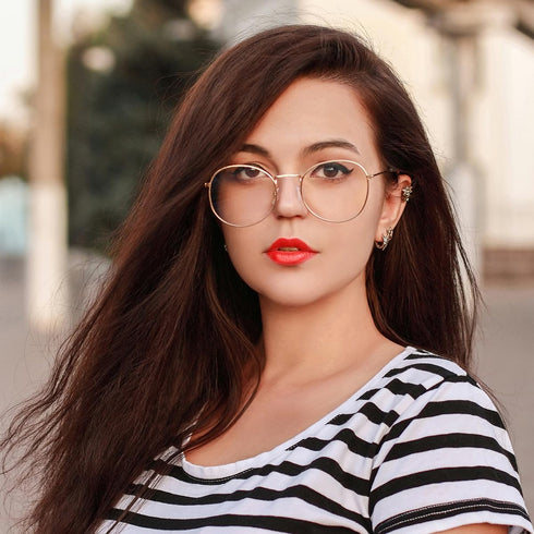 HJSTES Round Blue Light Glasses for Women Men Retro Circle Clear Lens Metal Frame Eyeglasses...