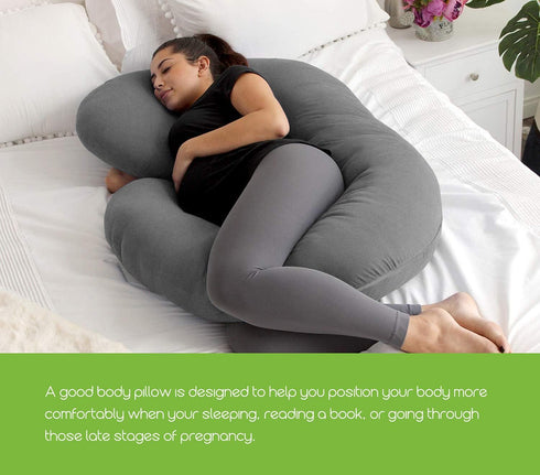 ?????????????????? ???????????? ?????????? COSMOPLUS C Shaped Full Body Pillow Case ?????????? for Maternity,Stretchy Cool Breathable Jersey Fabri...