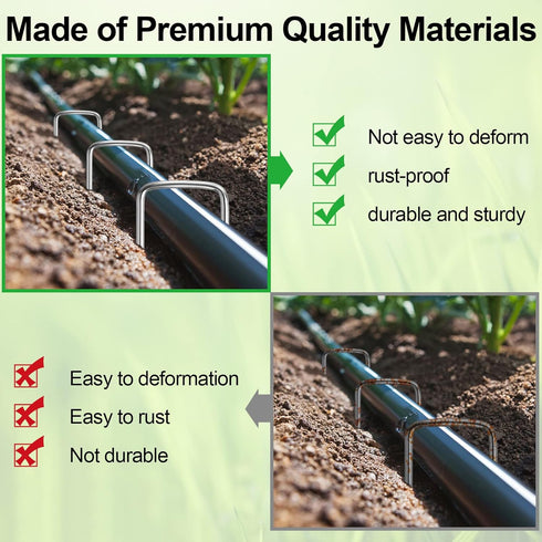 24 Pack Garden Stakes, U-Shaped Tent Stakes, Galvanized Landscape Staples, Ground Stakes, for Landscaping Securing Weed Barrier Fabric, Irrigation...