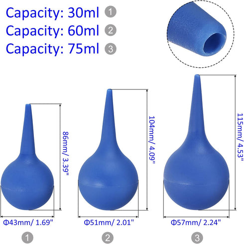 3 Pack Dust Ball Air Blower - Equipment Cleaning Rubber Remove Dust & Transfer Liquid, Apply to Computer/Camera Lens/Plants (30mL/ 60mL/ 75mL, Blu...
