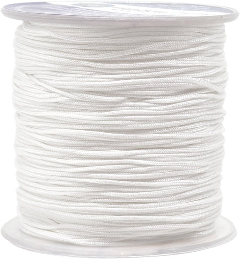Mandala Crafts Nylon Satin Cord - 1mm Nylon Cord for Jewelry Making Beading - 109 Yds Braided Nylon Satin String White Nylon String for Bracelets ...