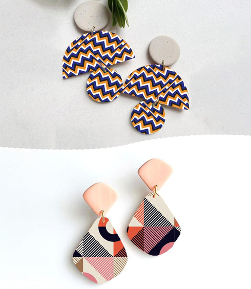 Puocaon Abstract Clay Transfer Paper - 4 Design 20 Pcs Polymer Clay Transfer Paper Sheets, Retro Checkerboard Image Transfer Sheets for Polymer Cl...