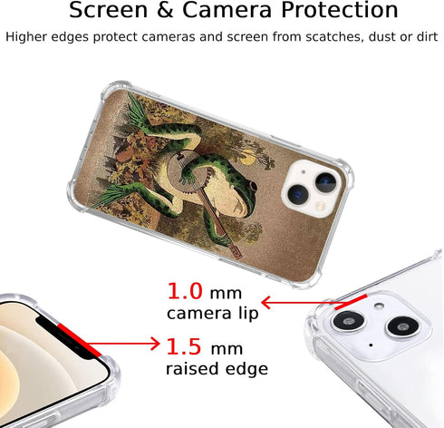 Frog Playing Guitar Case Compatible with iPhone 15, Hippie Cool Music Frog Case for iPhone 15 for Teens Women Men, Trendy Cool TPU Case Cover...