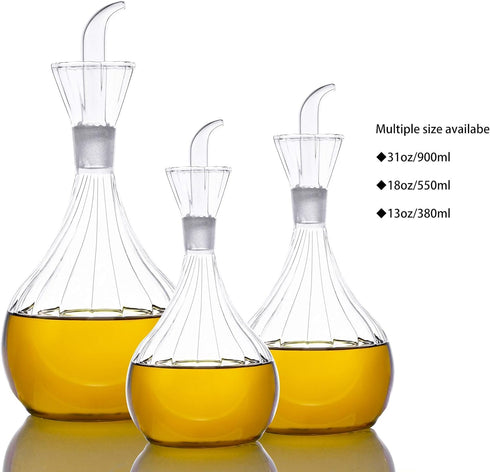 HAIZEEN 13 ounce/380 ml Olive Oil and Vinegar Dispenser Glass Cruet Decanter for Kitchen,Lab glassware seal handicraft Keeps Oil Fresh Longer,Soap...