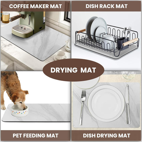 Dish Drying Mat for Kitchen Counter, Coffee Mat/Coffee Machine Mat/Coffee Bar Mat for Countertop, Anti-Slip Absorbent Dish Drying Pad for Kitchen ...