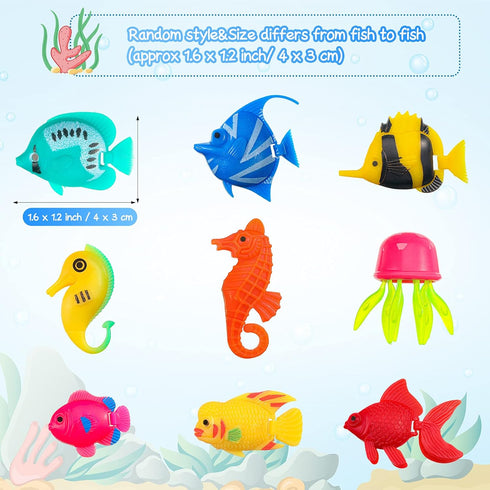 Weewooday 20 Pieces Artificial Moving Fishes Plastic Floating Fishes Lifelike Fish Ornament Aquarium Decorations for Fish Tank (Jellyfish and Seah...