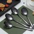 Black Kyraton Titanium Plating Serving Set - 4 Pieces, Includes 2 Spoons and 2 Slotted Spoons...