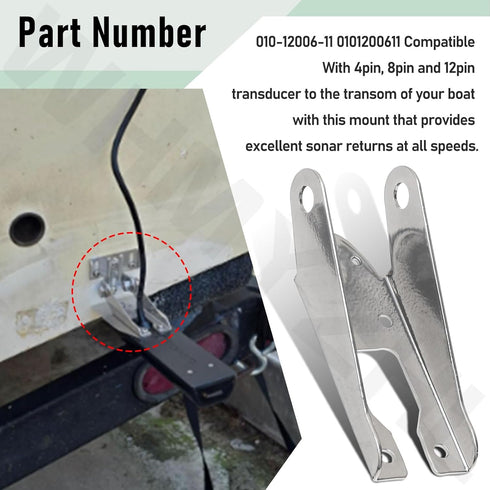 010-12006-11 Heavy Duty Transom Mount with Spray Sheild Compatible with Garmin Echo/EchoMap/GPSMAP/GT 4pin/8pin/12pin Transducer...