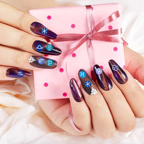 PAGOW Nail Art Handcraft 3D Charm Soft Polymer Clay Slices, Epoxy Resin Manicure Astrology Constellation Flake Design 12 Zodiac Signs Decor Fashio...