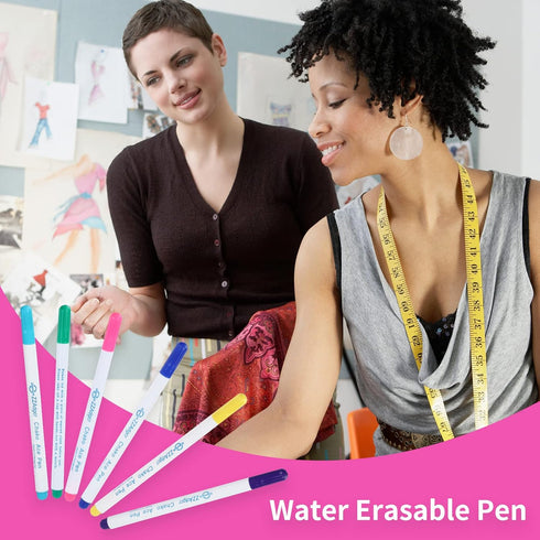 24-Pack,6-Color Disappearing Erasable Ink Fabric Marker Pen for Sewing Marking Washable Art and Lettering...