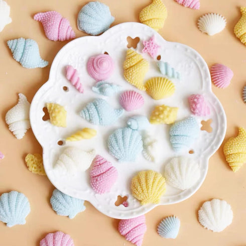 4 PCS Marine Theme Cake Fondant Silicone Mold Seashell Conch Starfish Baking Molds, For Theme Cake Cookie Chocolate Candy Decoration Fondant Polym...
