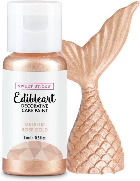 Sweet Sticks Edible Art Decorative Cake Paint 0.5 Ounce (15 Milliliters), Metallic Rose Gold...