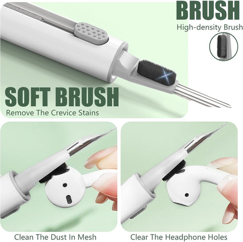 Cleaner Kit for AirPods Pro 1 2 3 Earbuds,Cleaning Kit Pen Shape with Soft Brush Flocking Sponge Tool for Bluetooth Earphones Headphones Charging ...