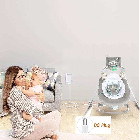 Baby Swing Power Cord for Ingenuity InLighten, Simple Comfort and Swing'n Go Charger, 2-in-1 Charging Cable with USB A and DC Plug, Power Adapter...