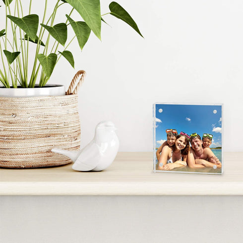 Americanflat 4x4 Acrylic Picture Frame - Double Sided Frames with Magnetic Corners - Transparent Acrylic Frames for Desk or Tabletop Display - 4x4...