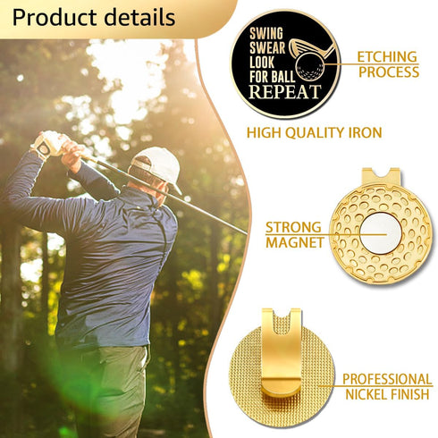 Swing Swear Look for Ball Repeat Golf Ball Marker with Magnetic Hat Clip,Funny Golf Gift for Men Woman...