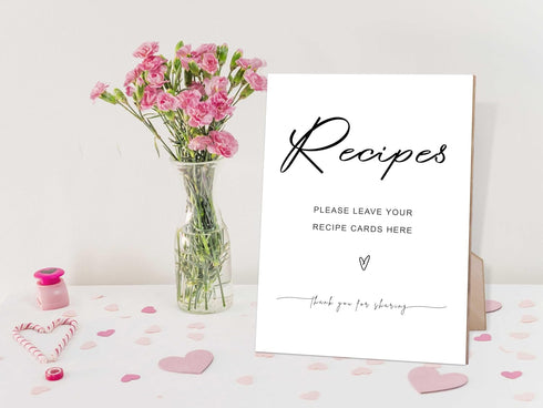 Minimalist Style Leave Your Recipe Card Display Sign for Wedding, Baby Shower & Bridal Shower, 8X11 Wooden Sign with Stand, Bridal Shower Decorati...