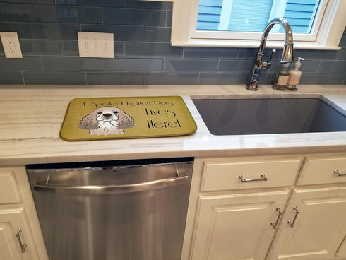 Caroline's Treasures BB1464DDM Cocker Spaniel Spoiled Dog Lives Here Dish Drying Mat Absorbent Dish Drying Mat Pad for Kitchen Counter Dish Draine...