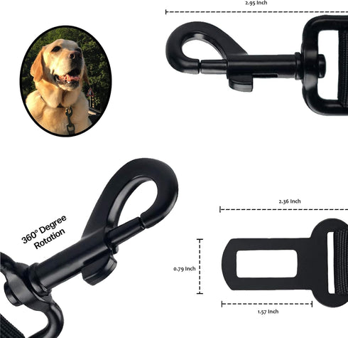 PawSafe Dog Car Seatbelt - Retractable, Adjustable, Elastic, Heavy Duty & Durable Car Seatbelt for Pets - 2 Belts & 1 Compact Travel Bowl Combo (B...