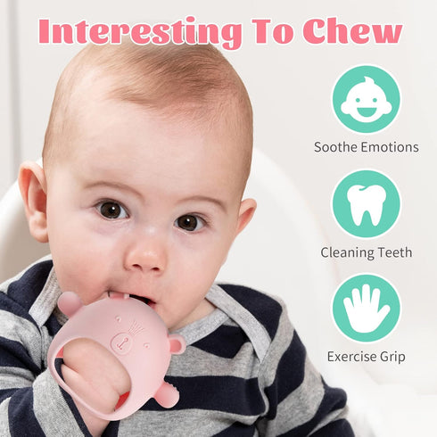 Silicone Baby Mitten Teething Chew Toy for Babies 3-6 Months 6-12 Months, Anti-Drop Teether Glove BPA-Free for Girls and Boys Sucking Biting Needs...