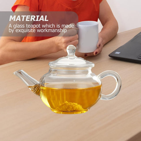 Restaurant Teapot Tea Steeper Handle Teapot Transparent Glass Teapot Tea Kettle Small Glass Teapot Tearoom Teapot Kettle Hotel Coffee Pot Glass Te...