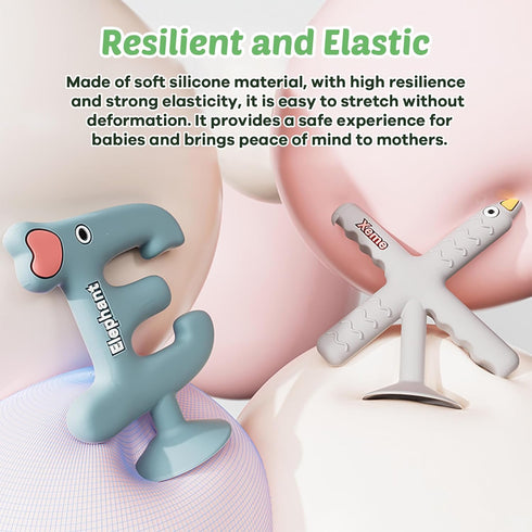 Baby Teething Toy Set - Silicone Teethers for Soothing Relief of Sore Gums, Heat Resistant up to 200°C, Includes Alphabet & Animal Shapes for Babi...