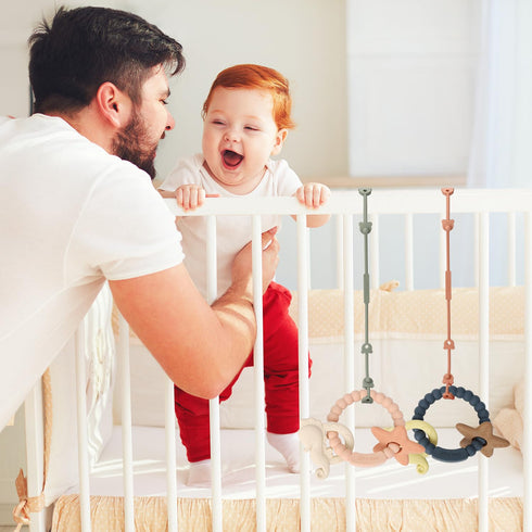 Silicone Teething Ring Toy, Baby Teether Toys with Rattles, BPA Free Sensory Chew Toys for Babies 3-6-12 Months to Soothe Sore Gums, Great Shower,...