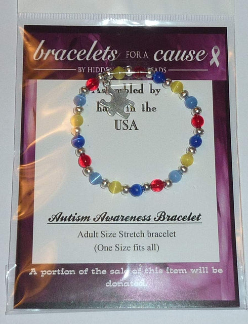Hidden Hollow Beads Autism Awareness Bracelet, Adult size, Comes packaged...