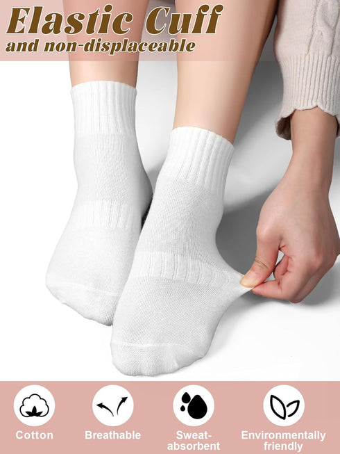 12 Pairs Mini Crew Socks for Women Soft Cotton Ankle Socks Athletic Running Quarter Socks for Tennis Daily Golf Sport...