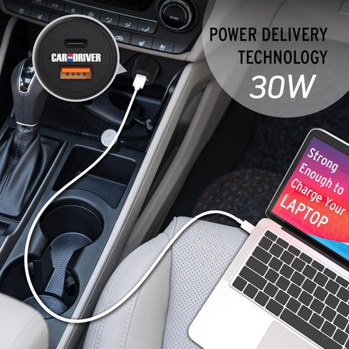 Car and Driver USB C 48W Car Charger Adapter w/Fast Power Delivery (PD) Port, Cigarette Lighter USB Type C Dual Charger, Compat for iPhone 15/14/1...