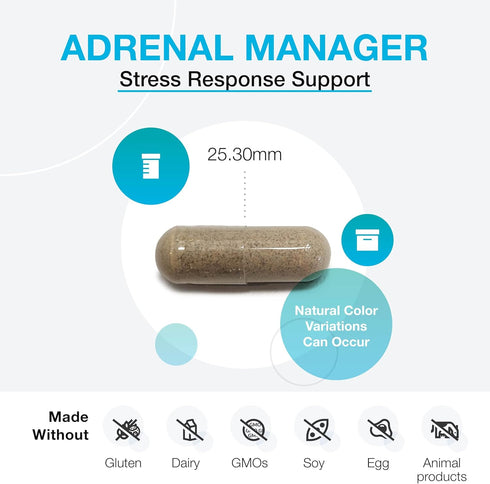 XYMOGEN Adrenal Manager - Energy, Stress Response + Adrenal Gland Support - Adrenal Supplement with L-Tyrosine, Zinc Chelate, Vit B6, Magnesium, P...