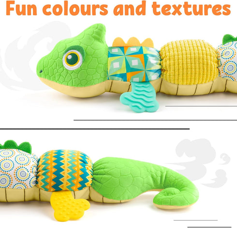 Baby Toys Musical Dinosaur,Infant Stuffed Animal Toys with Crinkle and Rattles,Soft Sensory Toys with Textures for Tummy Time Newborn Boys Girls 0...