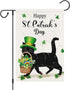 Louise Maelys Welcome St. Patrick's Day Garden Flag 12x18 Double Sided Vertical, Burlap Small Spring Black Cat Yard Flag Banner Shamrock Clover Si...