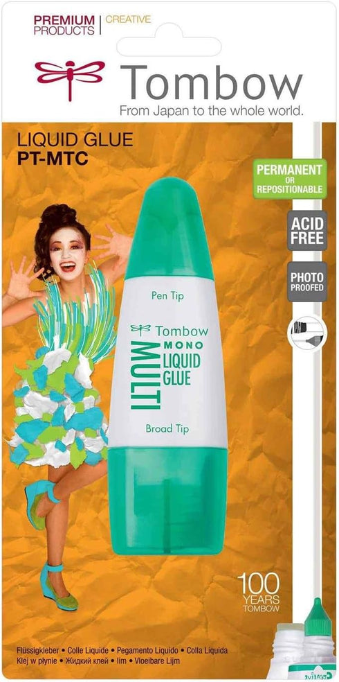Tombow 62191 MONO Multi Liquid Glue, 0.88 Ounce, 1-Pack. Multi-Purpose Glue with Dual Tip Dispenser for Precise to Full Coverage Application...