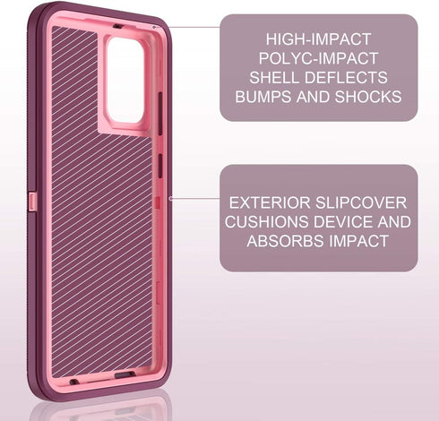 for Samsung Galaxy A50/A50S Case - Shockproof 3 in 1 Full Body Protection, Purple/Pink...