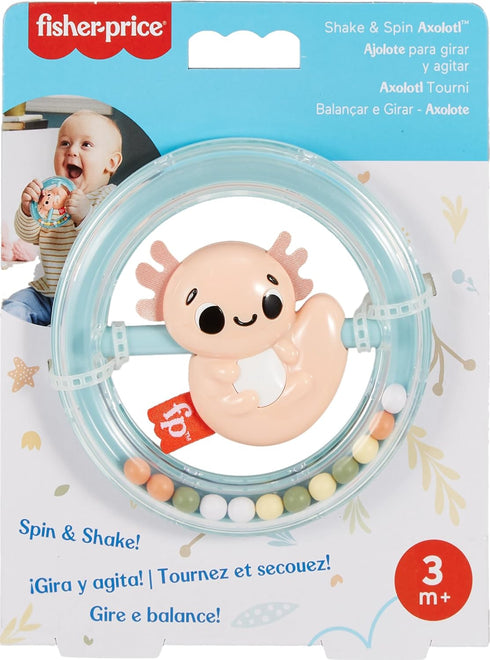 Fisher-Price Baby Sensory Toy Shake & Spin Axolotl for Fine Motor Activity for Newborns Ages 3+ Months...