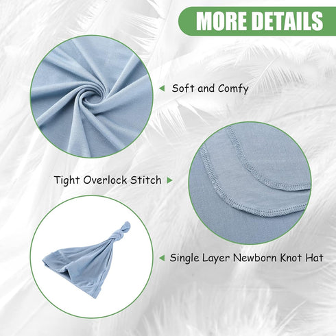 iEvolve Cotton Knitted Baby Swaddle Blanket with Hat Headband Set Newborn Swaddle Wrap Receiving Blankets for Baby Girl Boy 35" x 35"(Lightblue)...