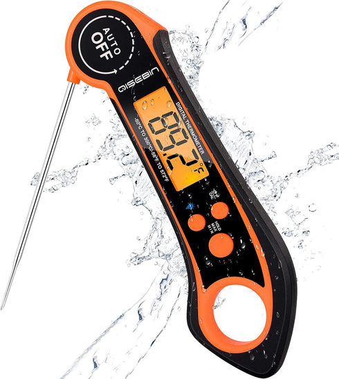 Digital Meat Thermometers for Cooking Grilling - IPX7 Waterproof Instant Read Food Thermometer for Meat, Deep Frying, Baking, Outdoor & BBQ (Orang...