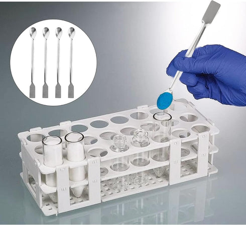 10 Pcs 2 in 1 Double Ended Lab Spoon Micro Lab Spatula Stainless Steel Lab Scoop Square & Flat Spoon End for Reagent Sampling, Mixing, Measuring...