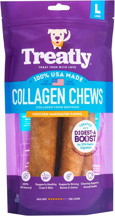 USA Collagen Rolls 9-10" Dog Chew Treats - Chicken Marinade Flavor, 4 Count/1 Pack...