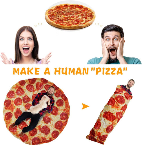 Lhedon Pizza Blanket for Teen Kids, 60 Inch Throw Blanket, Round Pepperoni Pizza Food Blanket, Funny Gifts for Boy Girl, Soft Flannel Blanket for ...