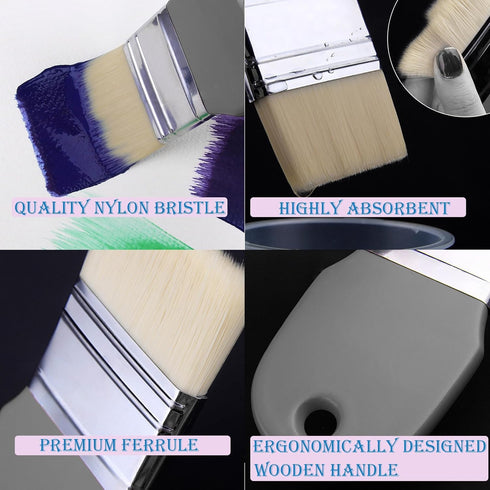 9 Pieces Painting Knife Set, 1'' 2'' Filbert Paddle Paint Brush, Background Blender Brush, Fan Paint Brush, Stainless Steel Palette Knife Landscap...