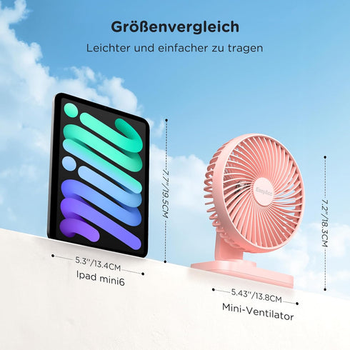 EasyAcc Small Desk Fan 4000 Battery Fan, 5-23 Working Time, Upgraded Strong Wind, Ultra Quiet, Rechargeable 90°Tilt Air Circulate Portable Fan 4 S...