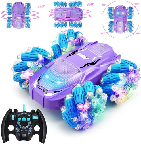 Remote Control Car,RC Stunt Cars Toy 360°Rotating Flips Racing Kids All Terrains Drift Cars with LED Controller,4WD 2.4GHz Double Side Monster Tru...