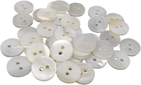 50 Nacar Natural Shell Buttons - Sewing Accessory - 6 Sizes - Manufactured and Shipped from Spain - (12 mm)...
