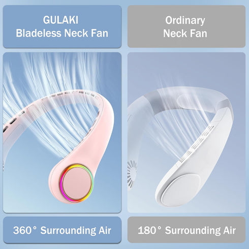 Neck fan, Portable Fan with 5-17H Lifespan, 4000mAh Neck fan air conditioner with 3 Adjustable Speeds and 64 Cool Lights, Nice Rechargeable Fan, H...