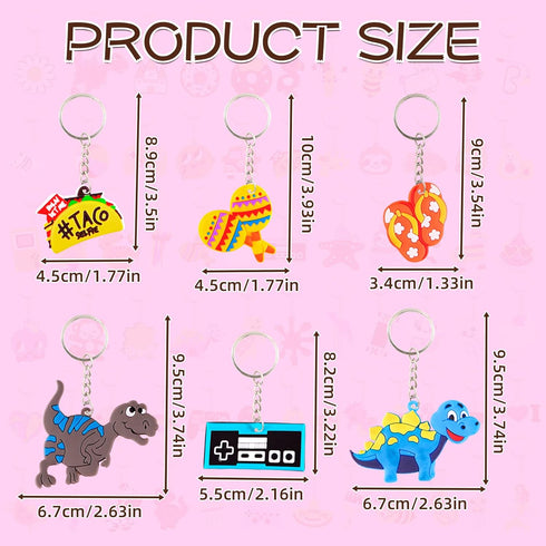 70Pcs Video Game Party Favors Video Game Keychains for Kids Birthday School Party Dinosaur Donut Marine Animal Mermaid Rainbow Bulk Keychains for ...