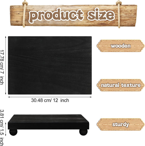 Amyhill Wood Pedestal Stand Kitchen Soap Tray Farmhouse Wooden Riser Stand for Kitchen Bathroom Counter Table Decor Plant Candle Vases Display (Bl...