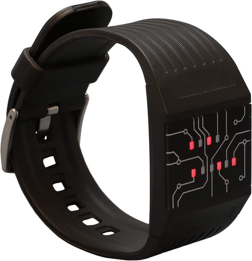 getDigital Binary Wrist Watch for Professionals with LED Lights - A Black Digital Clock That depicts The time as Binary Code...